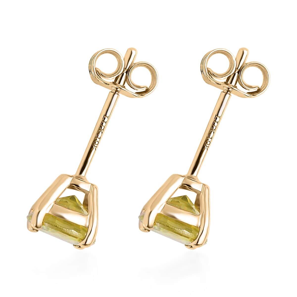 Luxoro 10K Yellow Gold AAA Capelinha Sphene Solitaire Stud Earrings 1.15 ctw