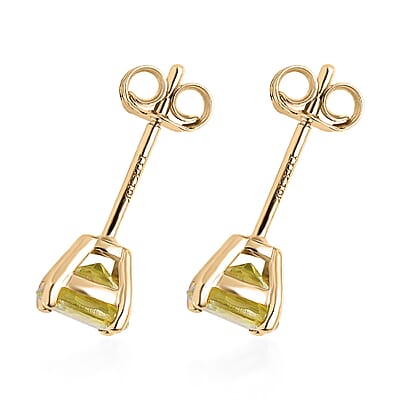 Luxoro 10K Yellow Gold AAA Capelinha Sphene Solitaire Stud Earrings 1.15 ctw
