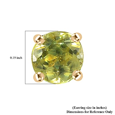 Luxoro 10K Yellow Gold AAA Capelinha Sphene Solitaire Stud Earrings 1.15 ctw