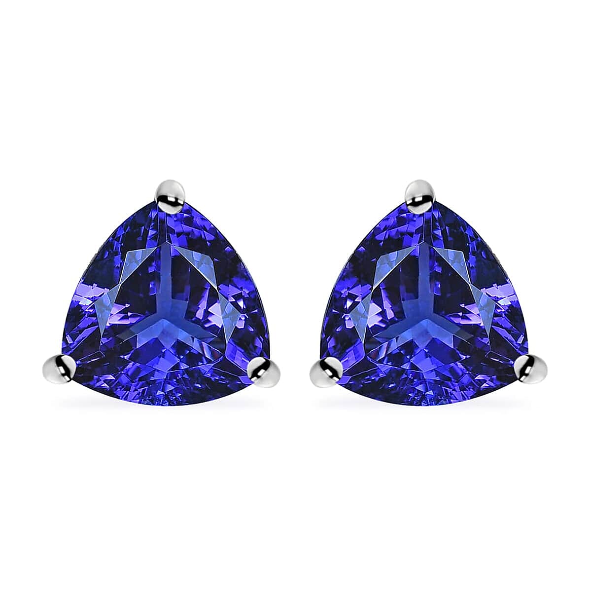 Luxoro 10K White Gold Premium Tanzanite Solitaire Stud Earrings 2.00 ctw image number 0