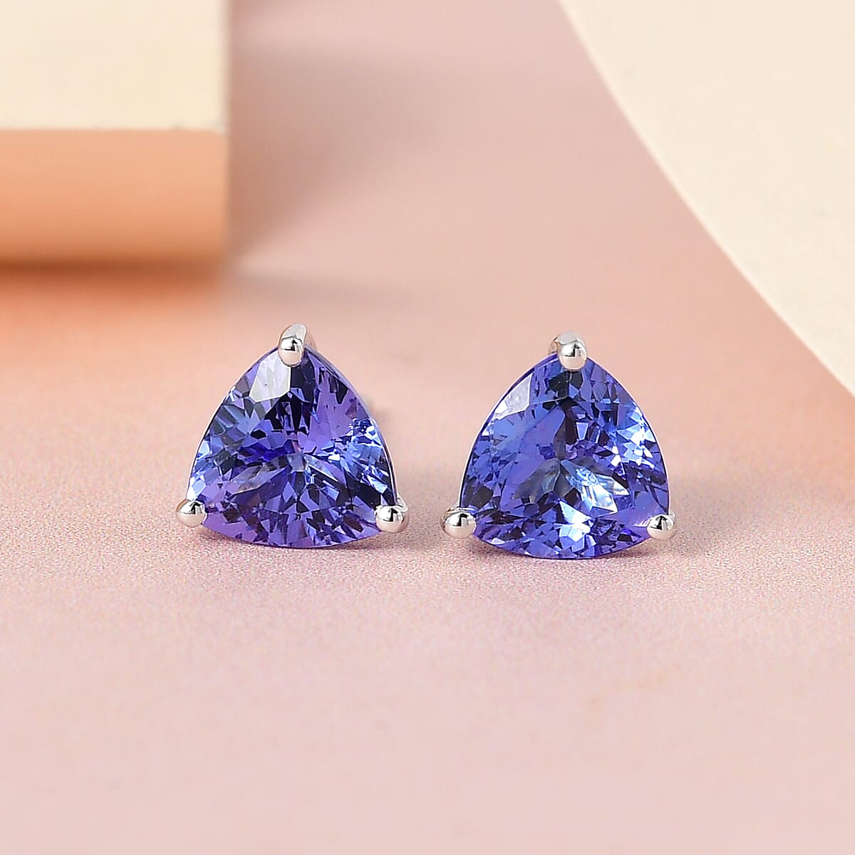 Luxoro 10K White Gold Premium Tanzanite Solitaire Stud Earrings 2.00 ctw image number 1