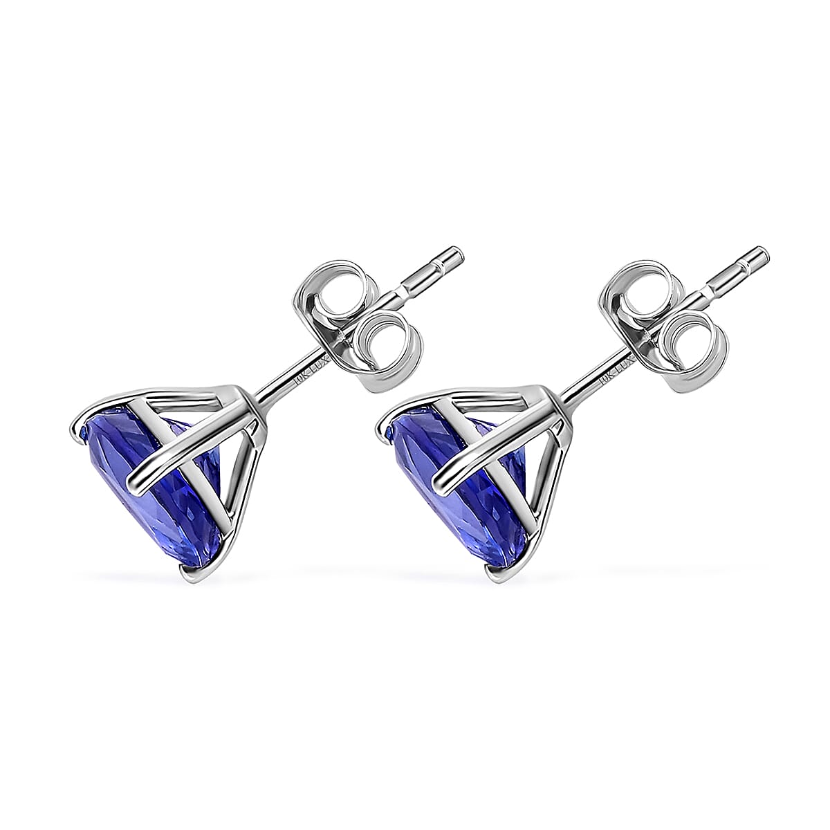 Luxoro 10K White Gold Premium Tanzanite Solitaire Stud Earrings 2.00 ctw image number 3