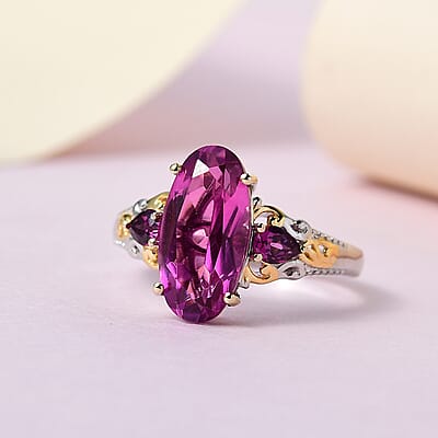 Karis African Lilac Quartz (Triplet) and Orissa Rhodolite Garnet Ring in 18K YG Plated and Platinum Bond (Size 10.0) 4.00 ctw