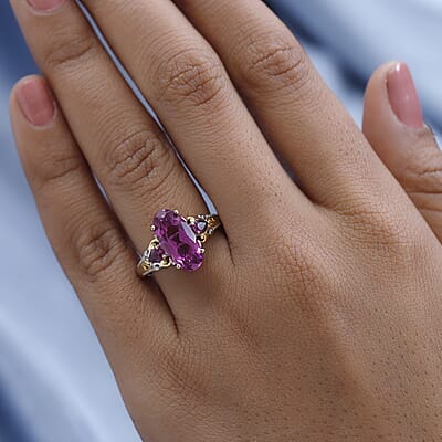 Karis African Lilac Quartz (Triplet) and Orissa Rhodolite Garnet Ring in 18K YG Plated and Platinum Bond (Size 10.0) 4.00 ctw