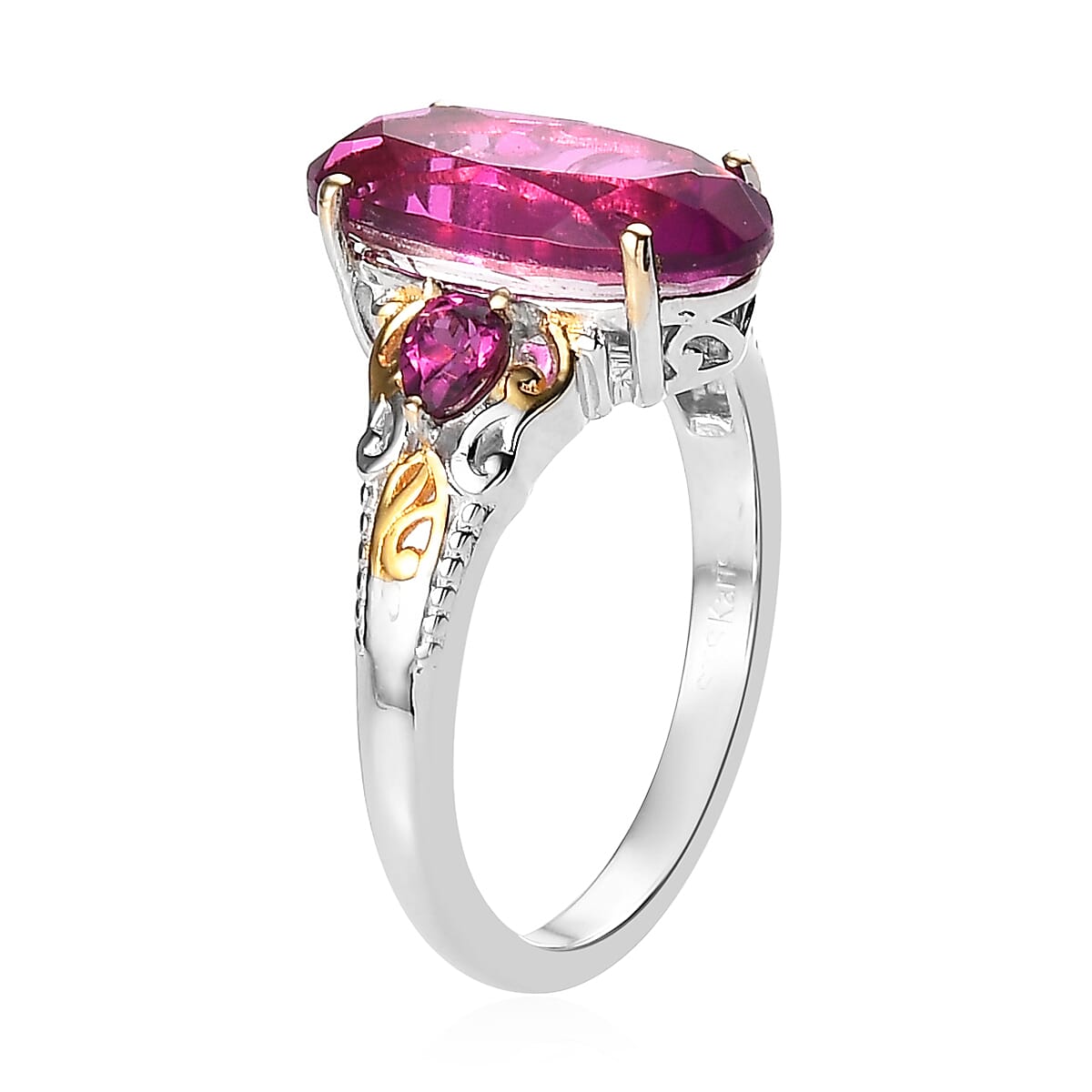 Karis African Lilac Quartz (Triplet) and Orissa Rhodolite Garnet Ring in 18K YG Plated and Platinum Bond (Size 10.0) 4.00 ctw