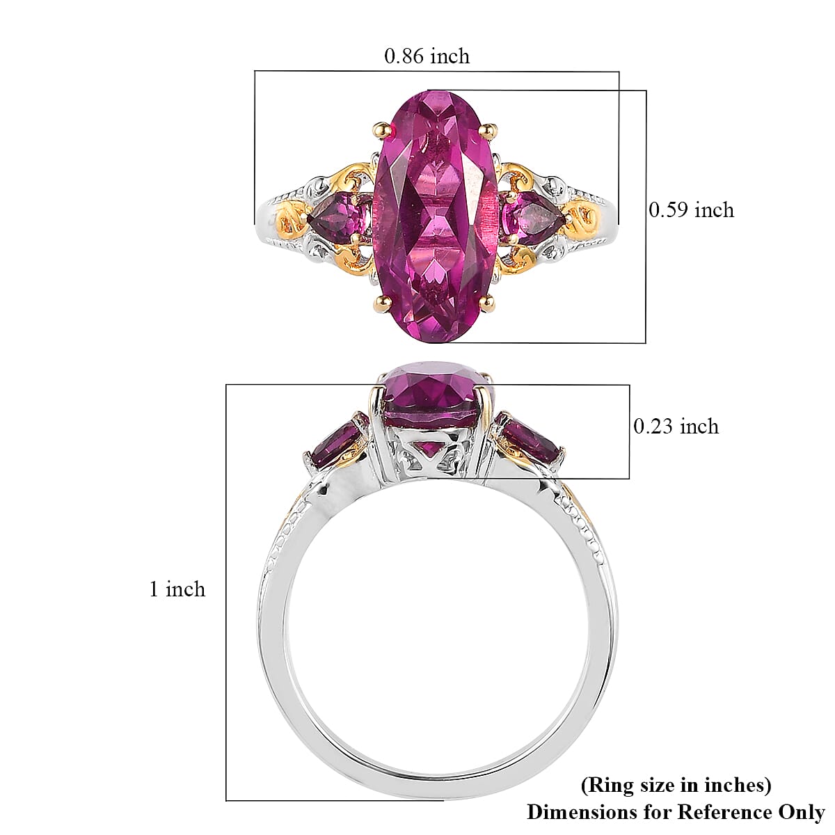 Karis African Lilac Quartz (Triplet) and Orissa Rhodolite Garnet Ring in 18K YG Plated and Platinum Bond (Size 10.0) 4.00 ctw