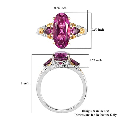 Karis African Lilac Quartz (Triplet) and Orissa Rhodolite Garnet Ring in 18K YG Plated and Platinum Bond (Size 10.0) 4.00 ctw