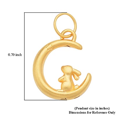 24K Yellow Gold Rabbit on the Moon Pendant