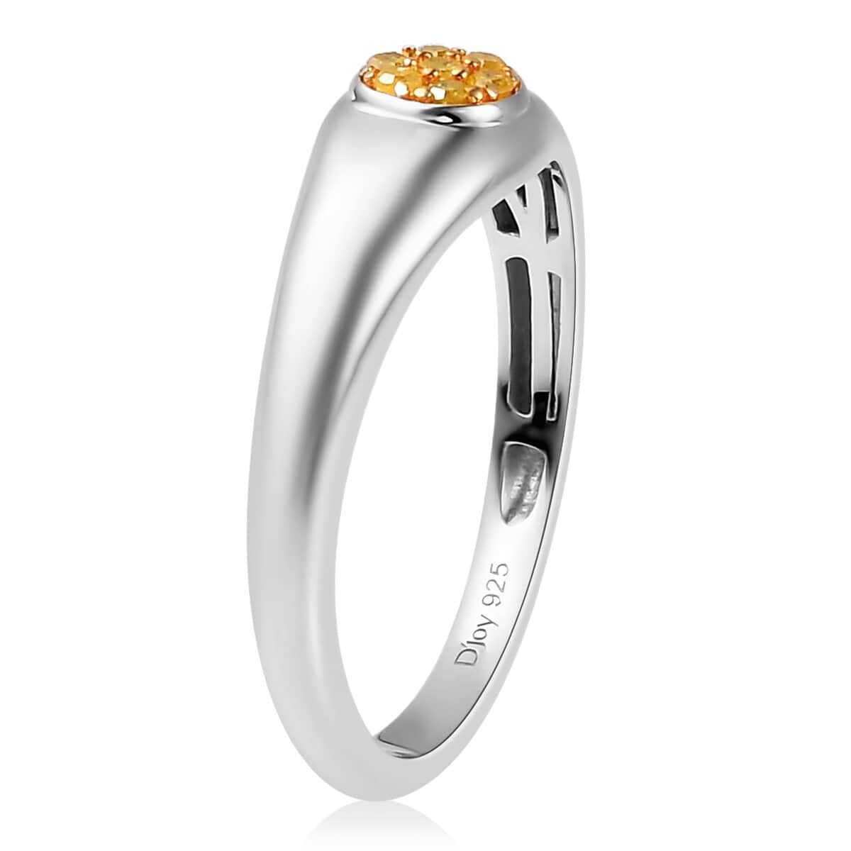 Natural Yellow Diamond I3 Ring in Platinum Over Sterling Silver 0.10 ctw image number 3