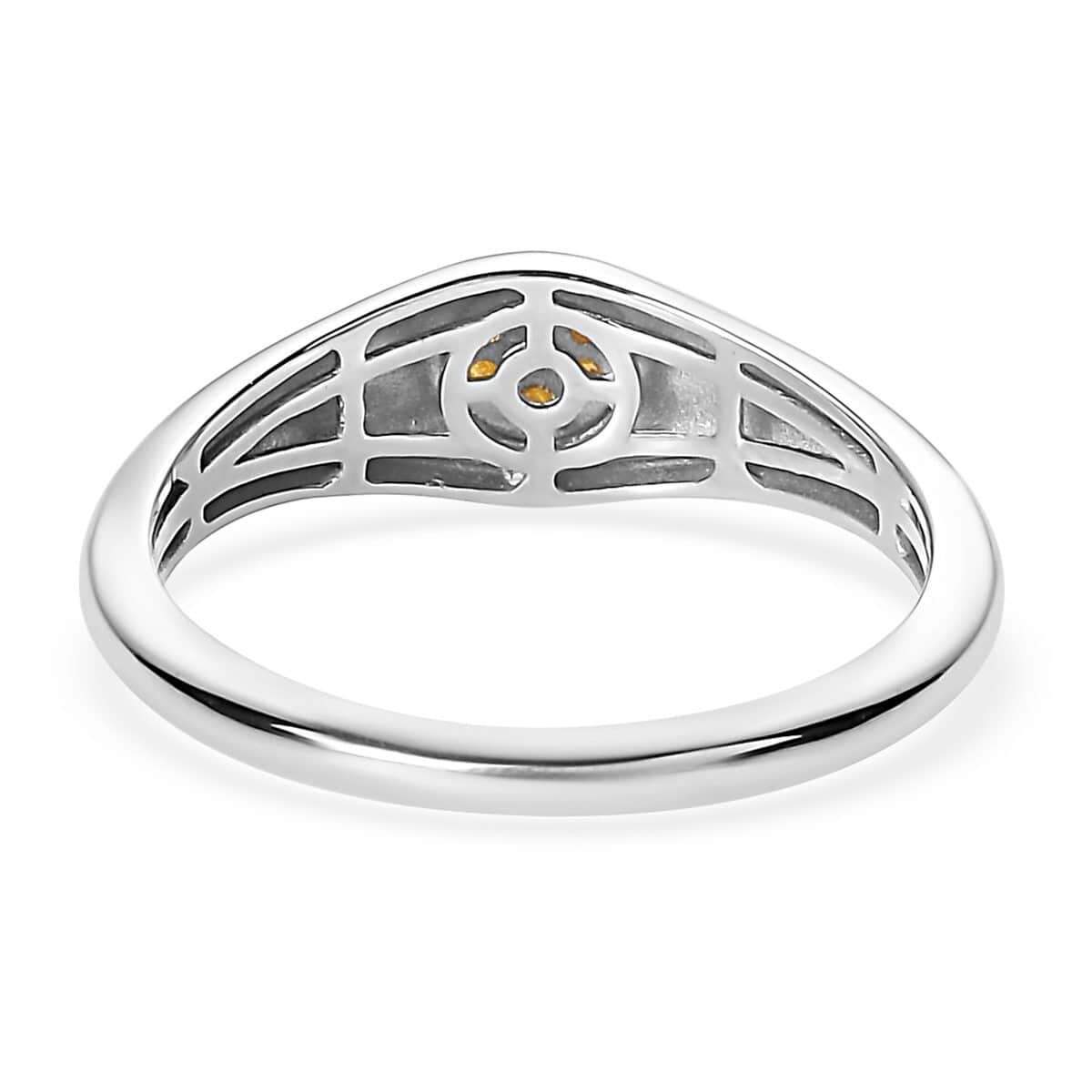 Natural Yellow Diamond I3 Ring in Platinum Over Sterling Silver 0.10 ctw image number 4