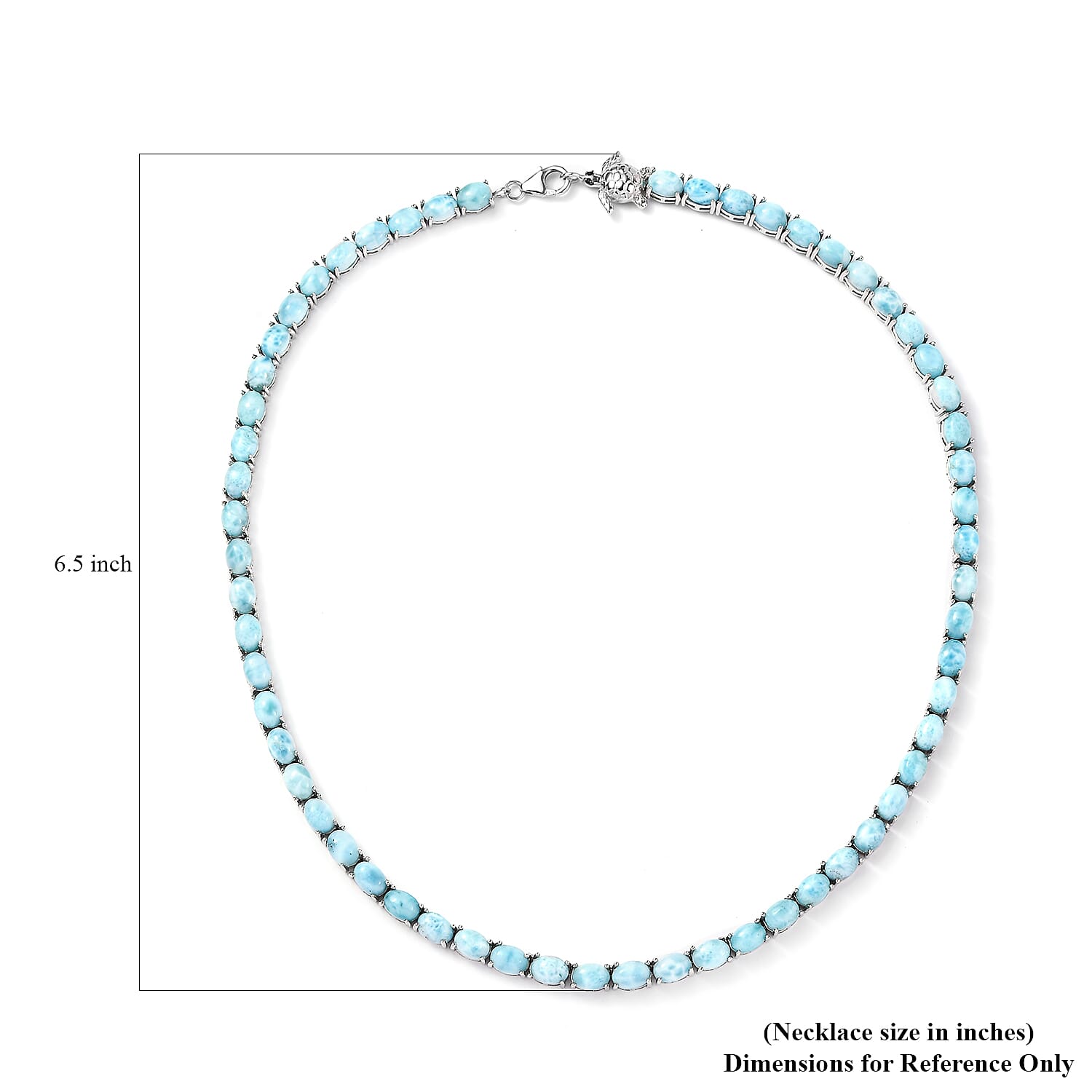 Larimar and Thai Black Spinel Tennis Necklace 18 Inches with Turtle Lock in Platinum Over Sterling Silver 25 Grams 58.25 ctw