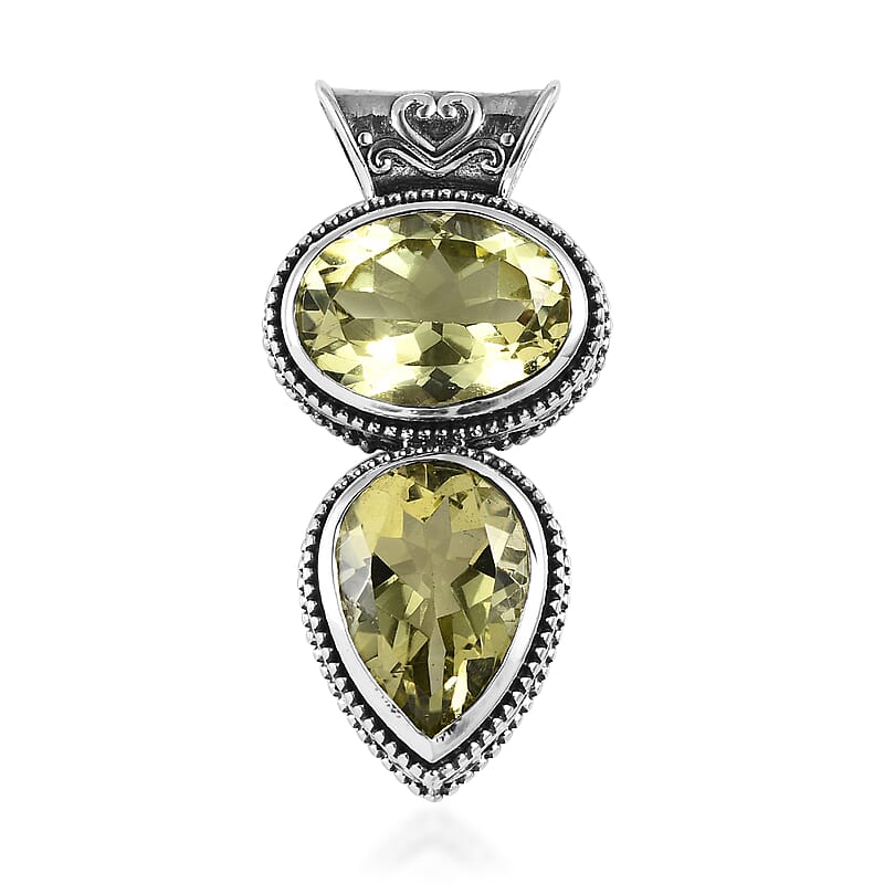 Artisan Crafted Ouro Verde Quartz Pendant in Sterling Silver 10.00 ctw