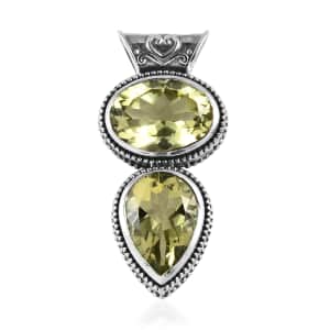 Artisan Crafted Ouro Verde Quartz Pendant in Sterling Silver 10.00 ctw
