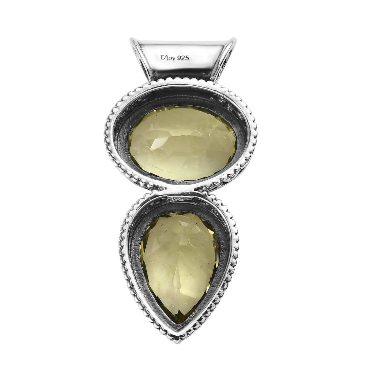 Artisan Crafted Ouro Verde Quartz Pendant in Sterling Silver 10.00 ctw image number 4