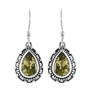 Artisan Crafted Ouro Verde Quartz Earrings in Sterling Silver 5.75 ctw