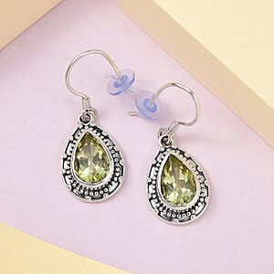 Artisan Crafted Ouro Verde Quartz Earrings in Sterling Silver 5.75 ctw