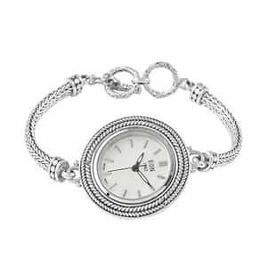 Eon 1962 Swiss Movement Water Resistant Toggle Clasp Watch in Sterling Silver (7.50 In) 22.3 Grams