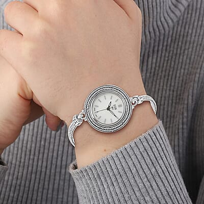 Eon 1962 Swiss Movement Water Resistant Toggle Clasp Watch in Sterling Silver (7.50 In) 22.3 Grams