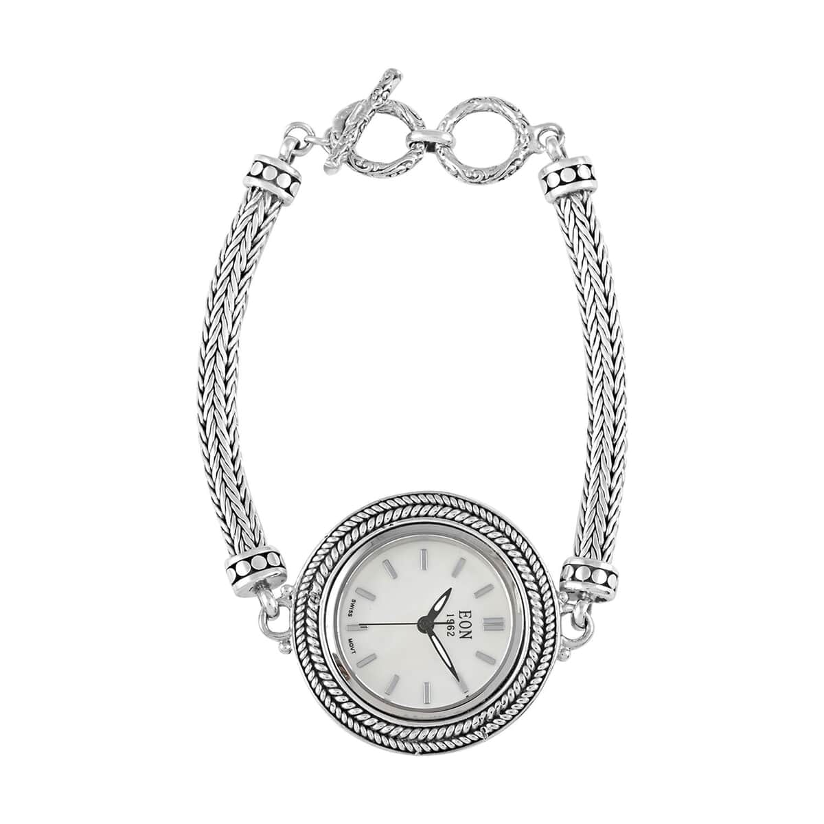 Eon 1962 Swiss Movement Water Resistant Toggle Clasp Watch in Sterling Silver (7.50 In) 22.3 Grams image number 2