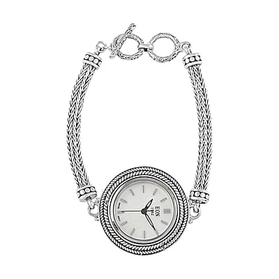 Eon 1962 Swiss Movement Water Resistant Toggle Clasp Watch in Sterling Silver (7.50 In) 22.3 Grams