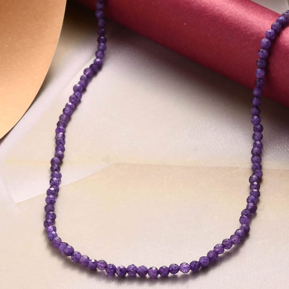 Amethyst Beaded Necklace 20 Inches in Platinum Over Sterling Silver 30.10 ctw image number 1