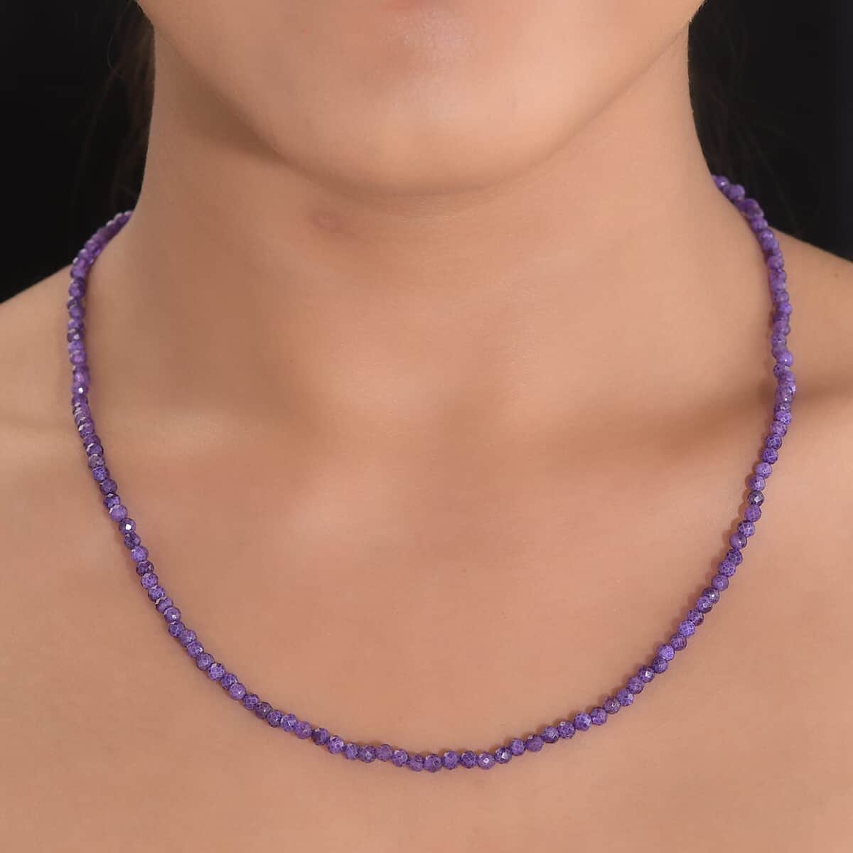 Amethyst Beaded Necklace 20 Inches in Platinum Over Sterling Silver 30.10 ctw image number 2