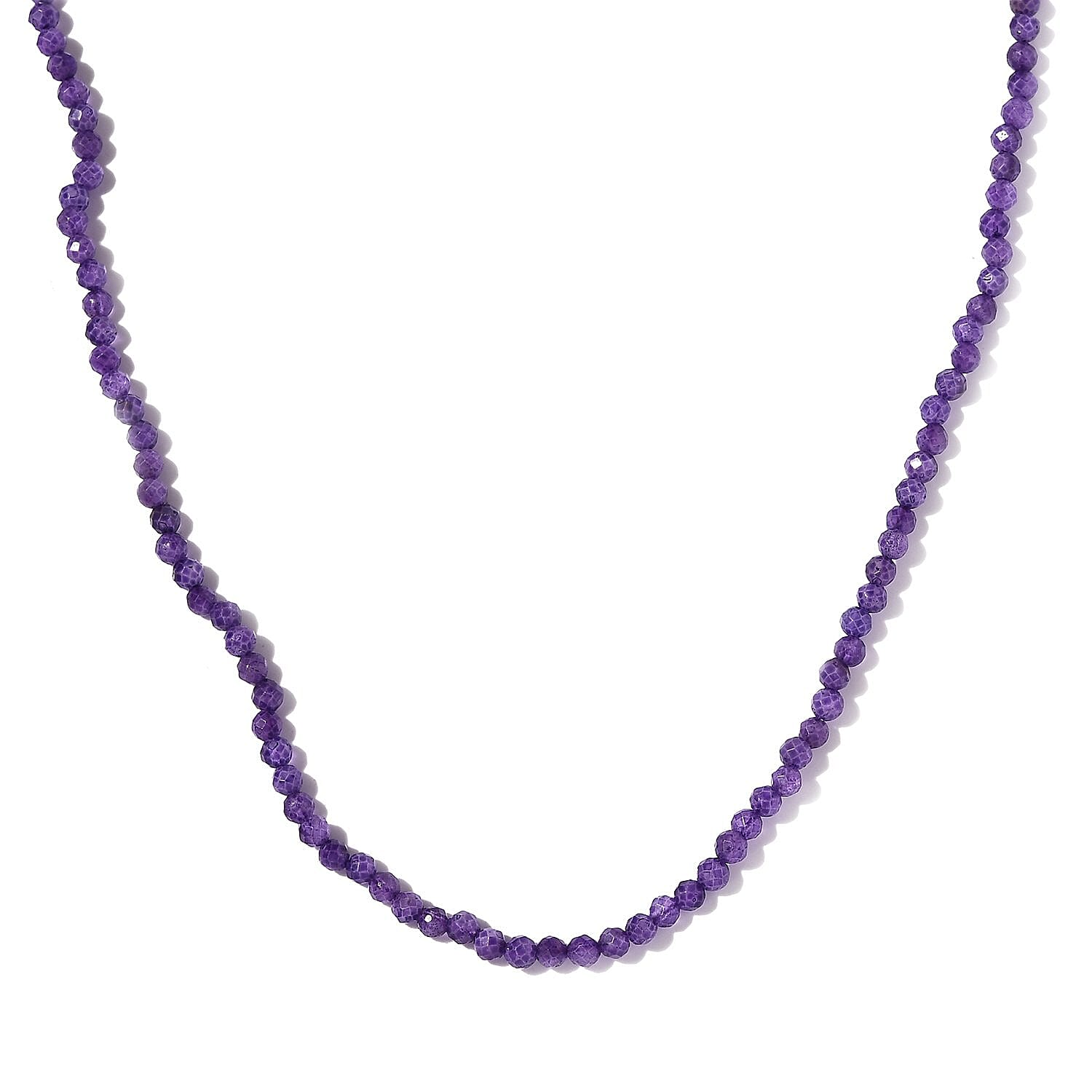 Amethyst Beaded Necklace 20 Inches in Platinum Over Sterling Silver 30.10 ctw