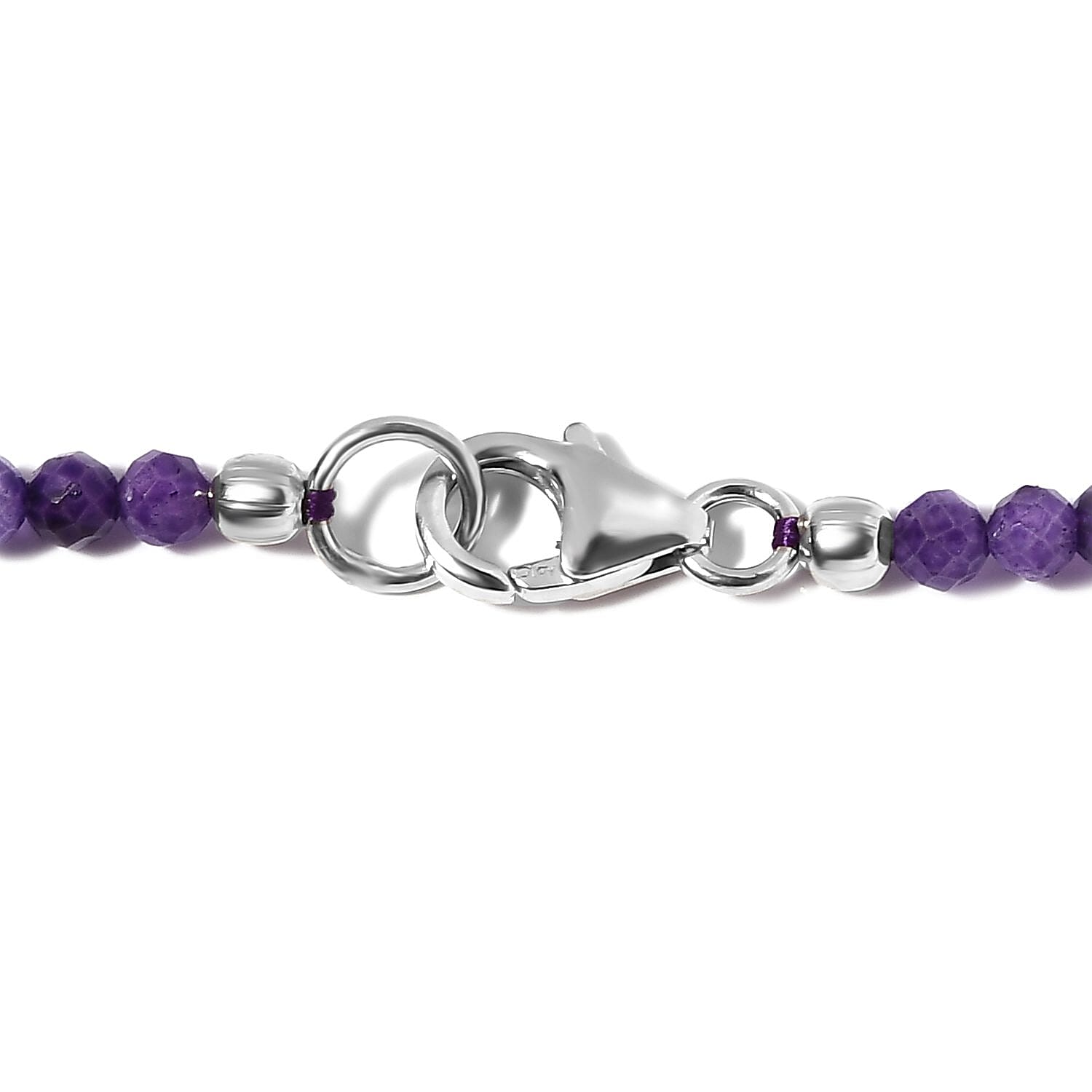 Amethyst Beaded Necklace 20 Inches in Platinum Over Sterling Silver 30.10 ctw
