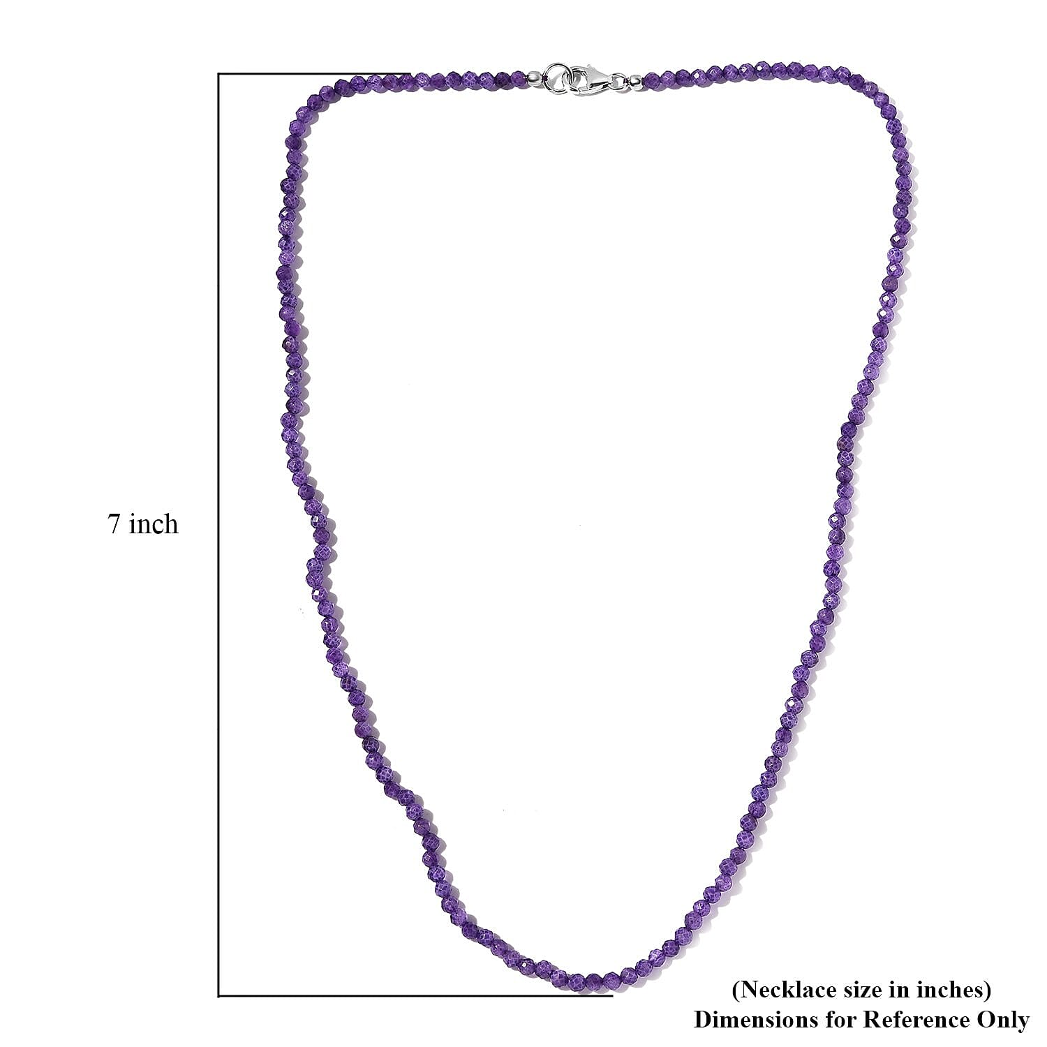 Amethyst Beaded Necklace 20 Inches in Platinum Over Sterling Silver 30.10 ctw