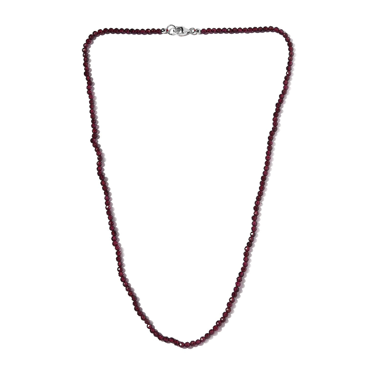 Orissa Rhodolite Garnet Beaded Necklace 20 Inches in Platinum Over Sterling Silver 53.00 ctw