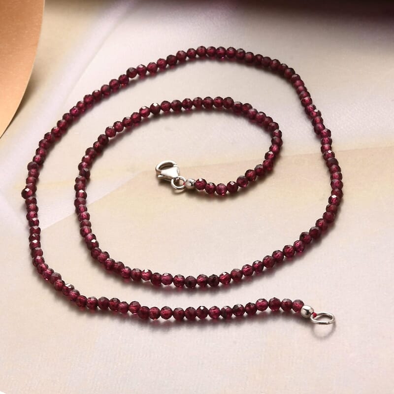 Orissa Rhodolite Garnet Beaded Necklace 20 Inches in Platinum Over Sterling Silver 53.00 ctw