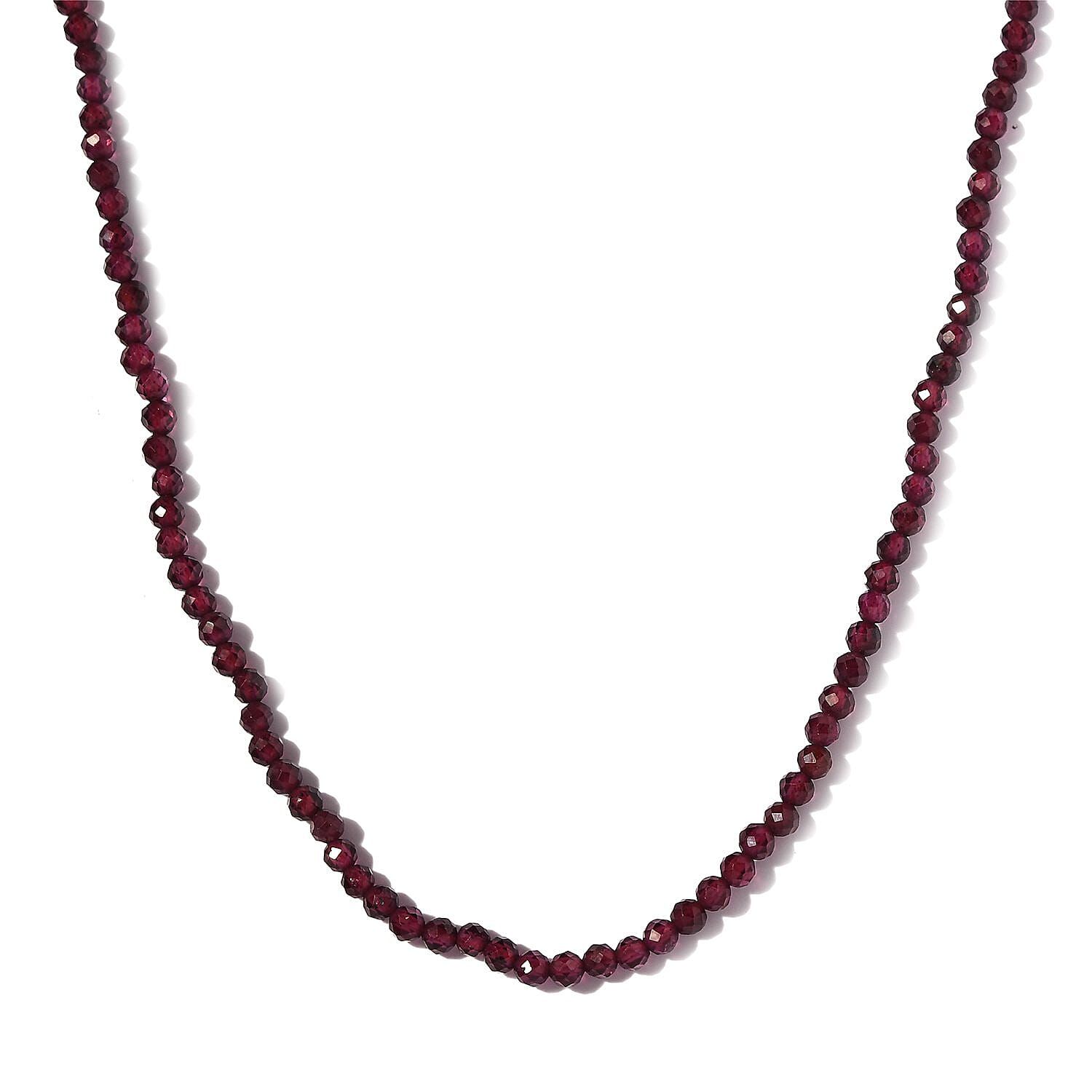 Orissa Rhodolite Garnet Beaded Necklace 20 Inches in Platinum Over Sterling Silver 53.00 ctw