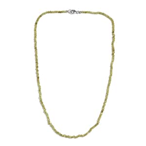 Peridot Beaded Necklace 20 Inches in Platinum Over Sterling Silver 32.00 ctw
