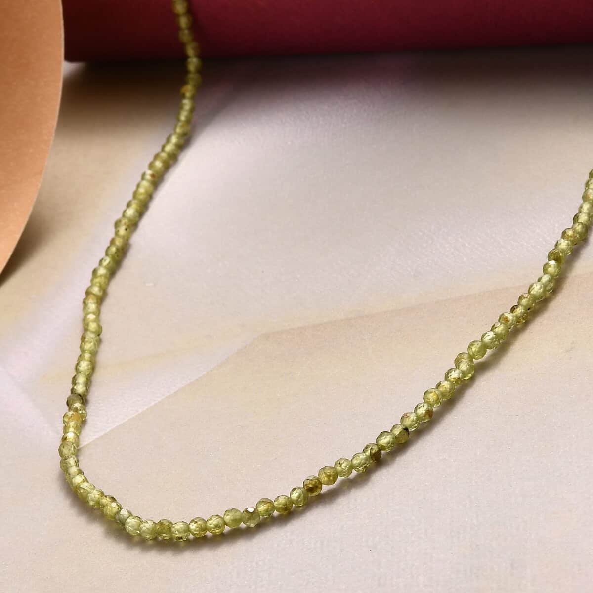 Peridot Beaded Necklace 20 Inches in Platinum Over Sterling Silver 32.00 ctw image number 1