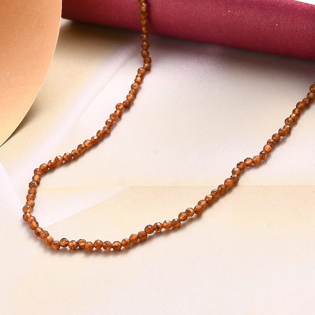 Ratnapura Hessonite Garnet Beaded Necklace 20 Inches in Platinum Over Sterling Silver 39.50 ctw image number 1