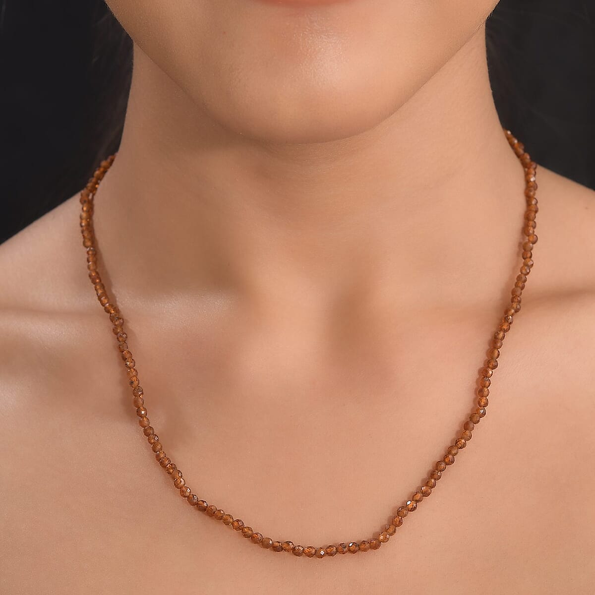 Ratnapura Hessonite Garnet Beaded Necklace 20 Inches in Platinum Over Sterling Silver 39.50 ctw image number 2