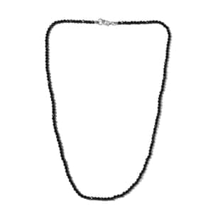 Thai Black Spinel Beaded Necklace 20 Inches in Platinum Over Sterling Silver 42.75 ctw