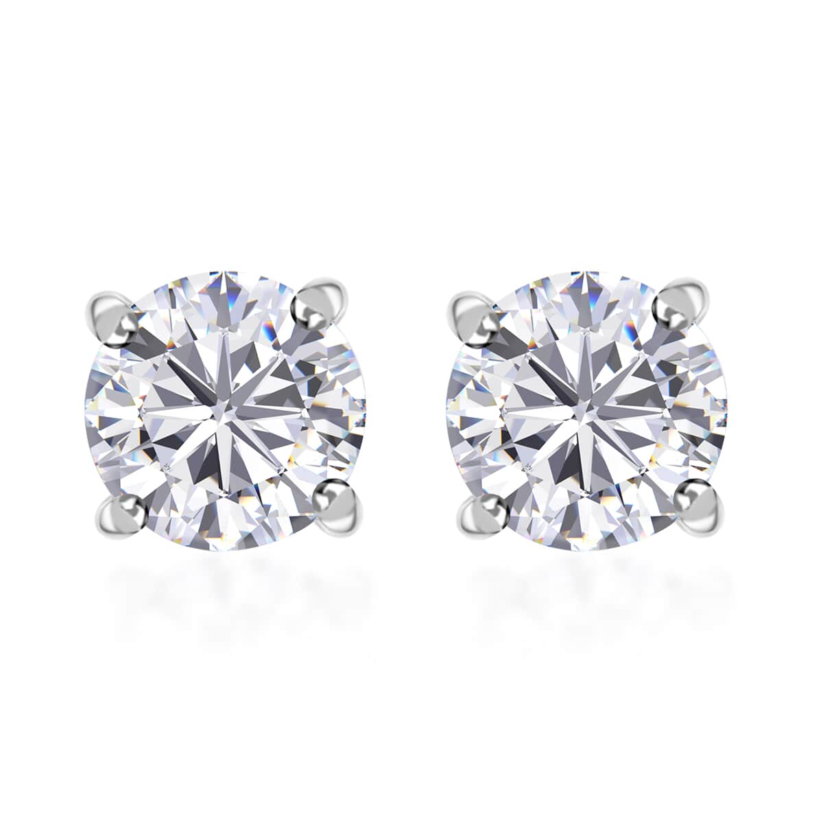 Moissanite 1.85 ctw Solitaire Stud Earrings in 950 Platinum, Moissanite Earrings, Stud Earrings, Platinum Earrings image number 0