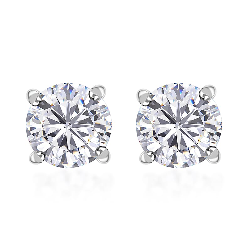 Moissanite 1.85 ctw Solitaire Stud Earrings in 950 Platinum, Moissanite Earrings, Stud Earrings, Platinum Earrings