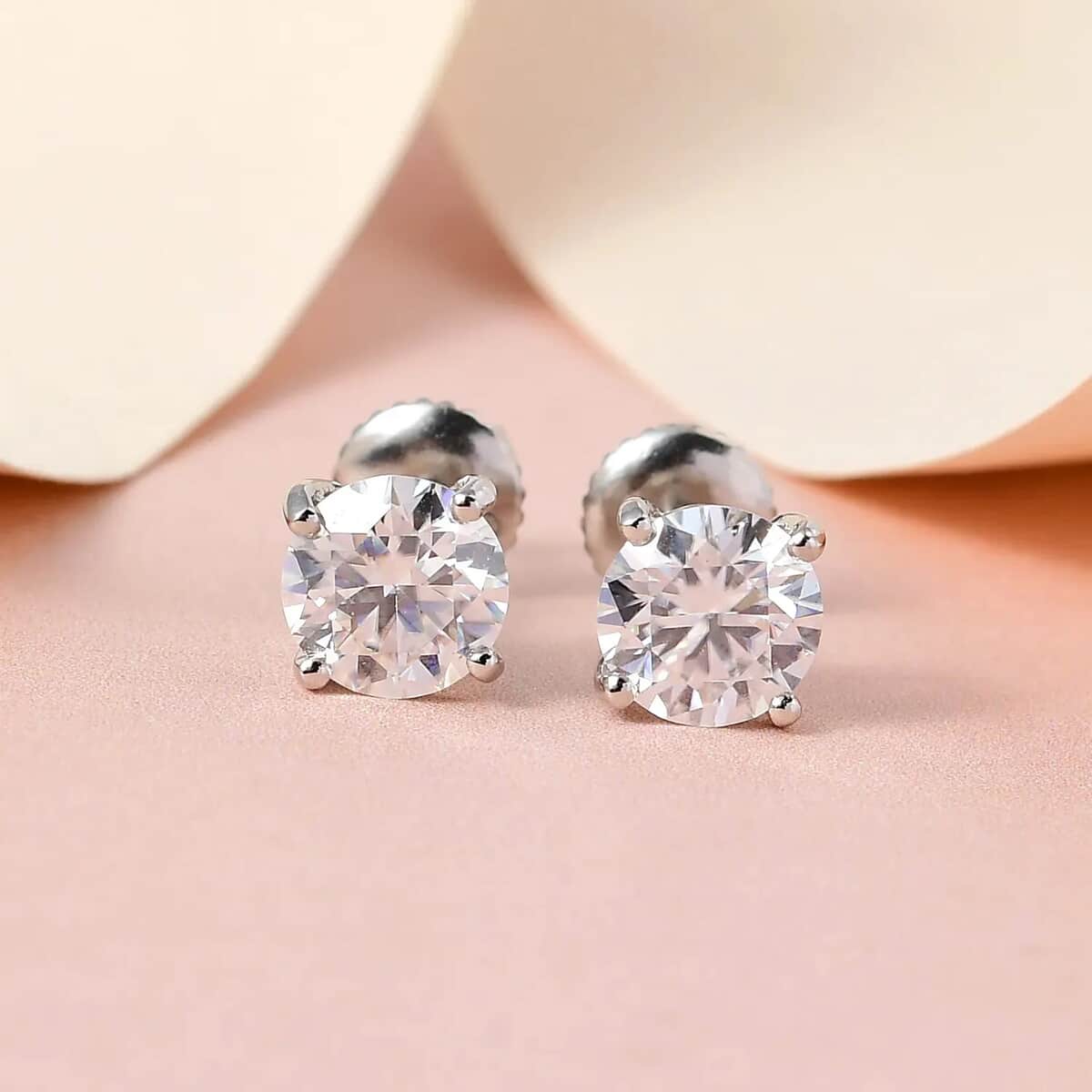 Moissanite 1.85 ctw Solitaire Stud Earrings in 950 Platinum, Moissanite Earrings, Stud Earrings, Platinum Earrings image number 1