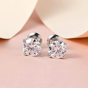 Moissanite 1.85 ctw Solitaire Stud Earrings in 950 Platinum, Moissanite Earrings, Stud Earrings, Platinum Earrings