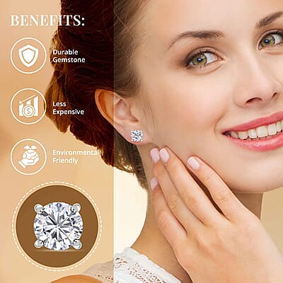 Moissanite 1.85 ctw Solitaire Stud Earrings in 950 Platinum, Moissanite Earrings, Stud Earrings, Platinum Earrings