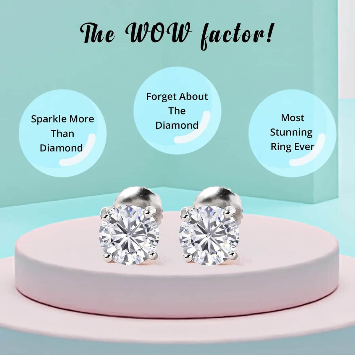 Moissanite 1.85 ctw Solitaire Stud Earrings in 950 Platinum, Moissanite Earrings, Stud Earrings, Platinum Earrings image number 4