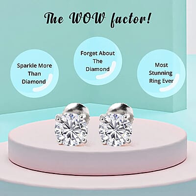 Moissanite 1.85 ctw Solitaire Stud Earrings in 950 Platinum, Moissanite Earrings, Stud Earrings, Platinum Earrings