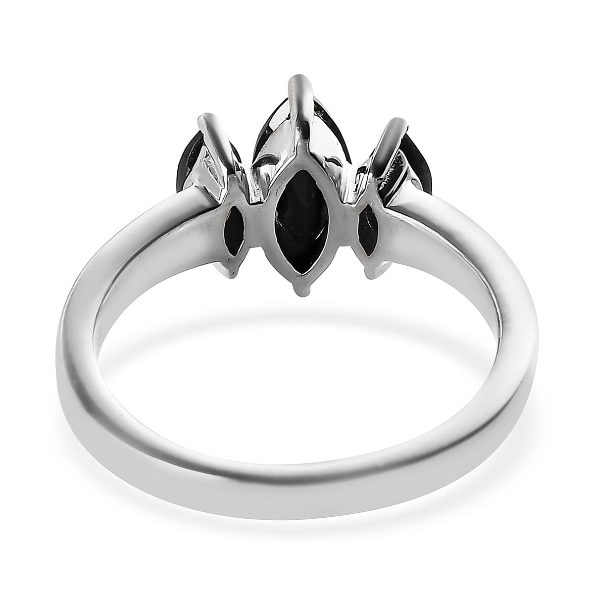 Thai Black Spinel 3 Stone Ring in Stainless Steel (Size 10.0) 1.60 ctw | Tarnish-Free, Waterproof, Sweat Proof Jewelry image number 4