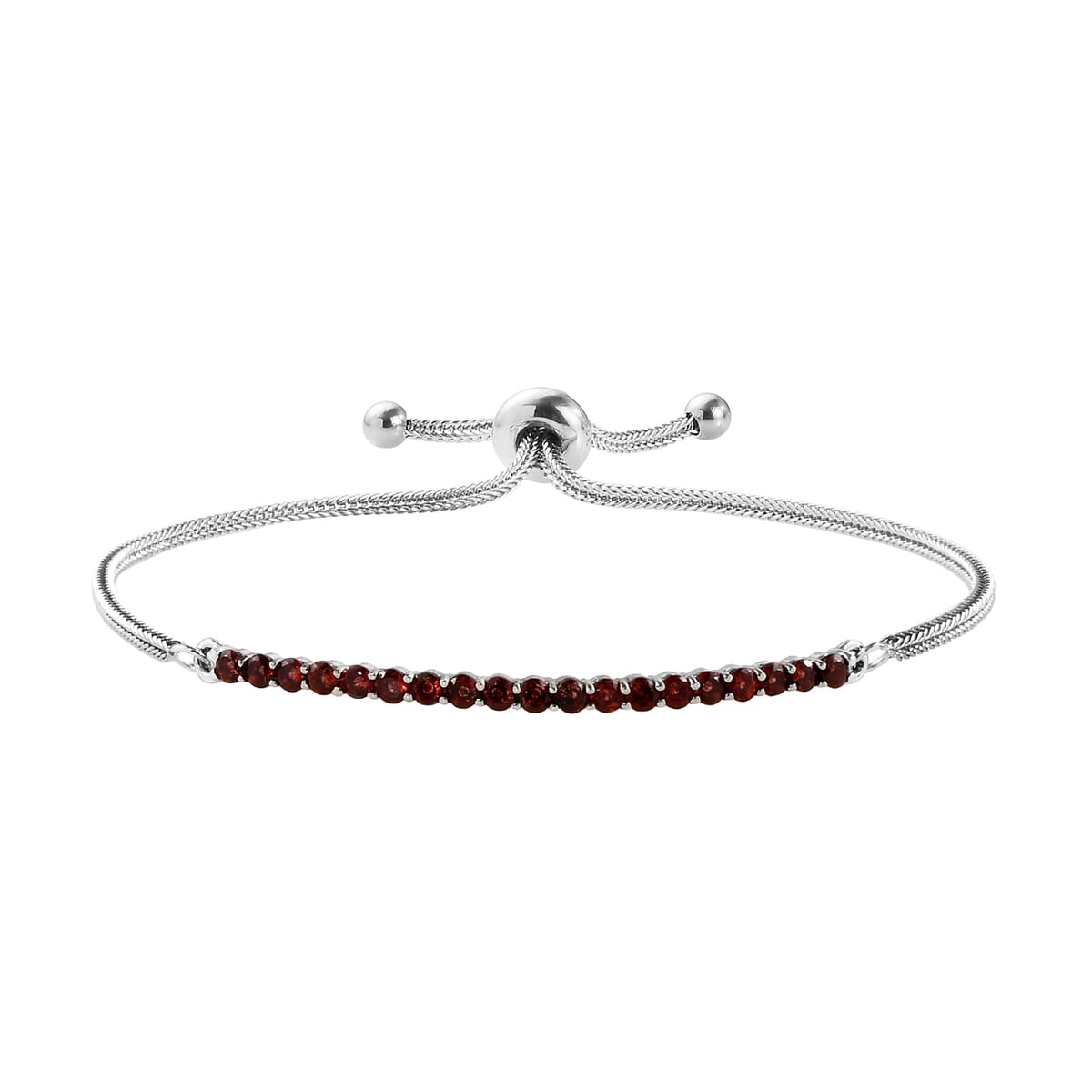 Mozambique Garnet Bolo Bracelet in Stainless Steel 1.25 ctw , Tarnish-Free, Waterproof, Sweat Proof Jewelry image number 0