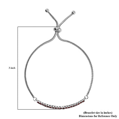 Mozambique Garnet Bolo Bracelet in Stainless Steel 1.25 ctw , Tarnish-Free, Waterproof, Sweat Proof Jewelry
