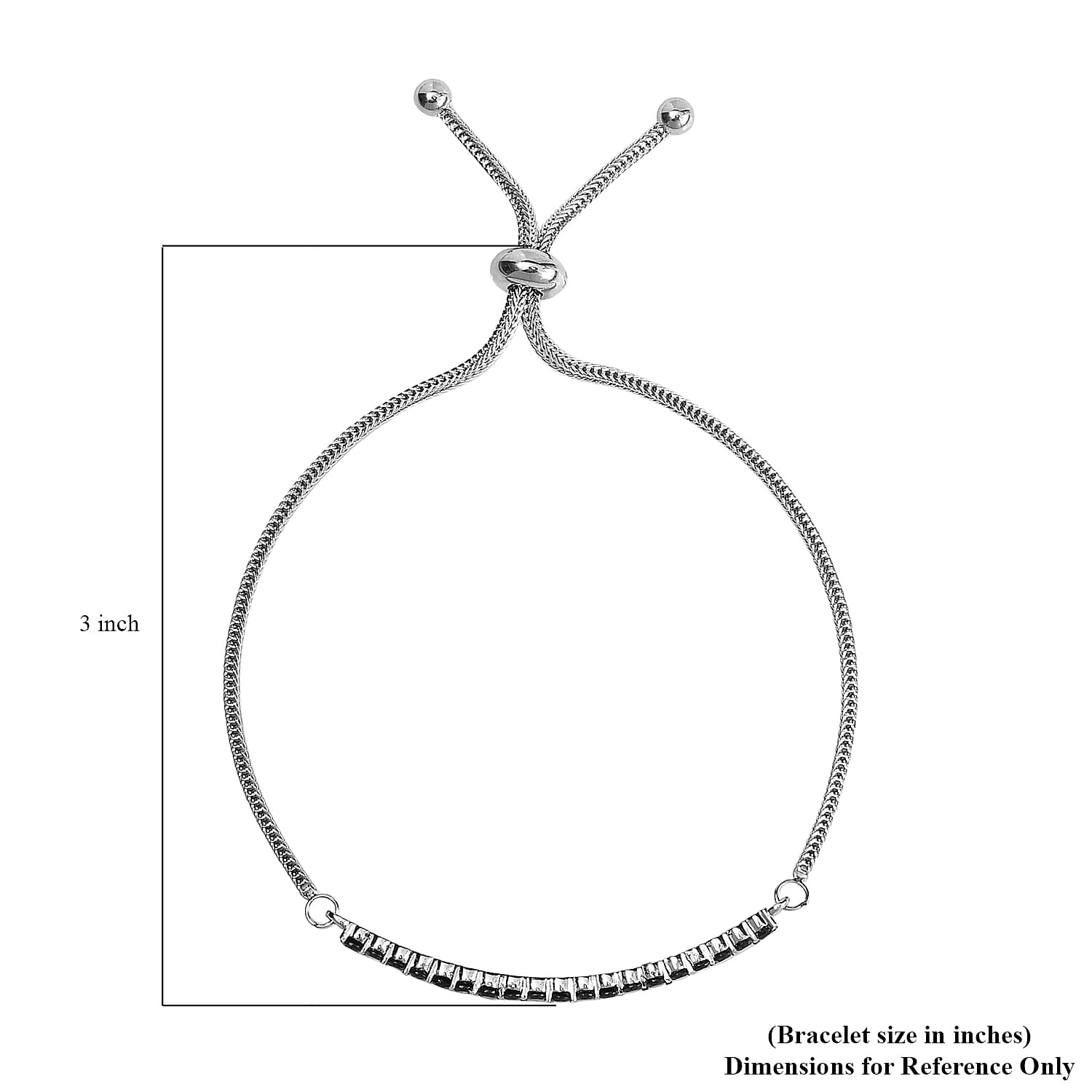 Thai Black Spinel Bolo Bracelet in Stainless Steel 1.15 ctw , Tarnish-Free, Waterproof, Sweat Proof Jewelry