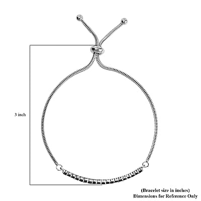 Thai Black Spinel Bolo Bracelet in Stainless Steel 1.15 ctw , Tarnish-Free, Waterproof, Sweat Proof Jewelry