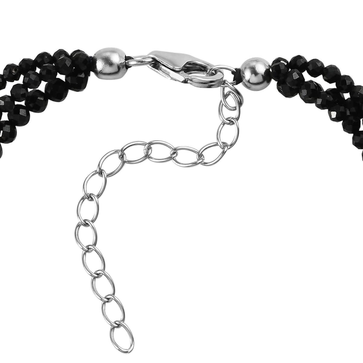 Thai Black Spinel Beaded Multi Strand Bracelet in Sterling Silver (7.25-9.25In) 30.00 ctw image number 3